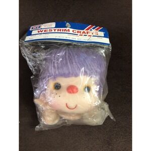 Vintage Westrim Crafts Mitzy Doll Lavender yarn Hair incl. Head & Hands - NEW